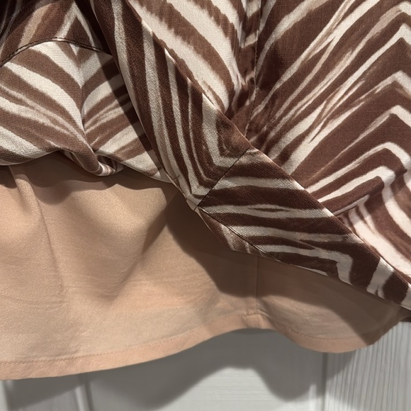 BCBG Maxazria 100% Silk Cream & Tan Dress - Picture 10 of 10